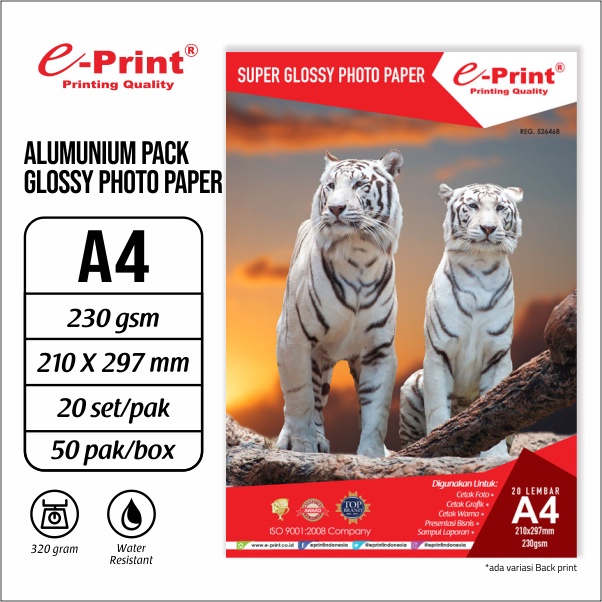 

e-Print Glossy A4 (Alumunium Pack) 230GSM