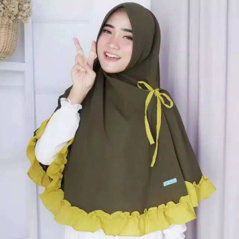 Khimar Kikis Kombinasi / Khimar Kikis 2 Warna / Khimar Syari Rempel