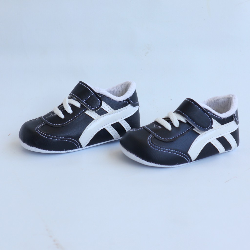 Nuna Store Sepatu Anak Bayi Laki - laki 0 - 12 Bulan Bahan Kanvas kain Motif Sepatu stripe