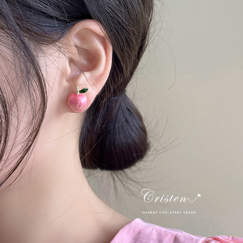 Anting Tusuk Motif Bunga Hias Mutiara Imitasi Ala Korea Warna Pink Untuk Wanita / Musim Panas
