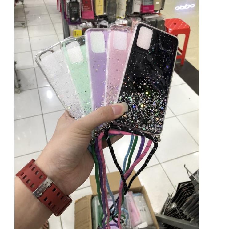 Collection Terbaru..  SAMSUNG A51/A31/A71/A12 CASE TALI GANTUNGAN NAGITA GLITER LANYARD CASE