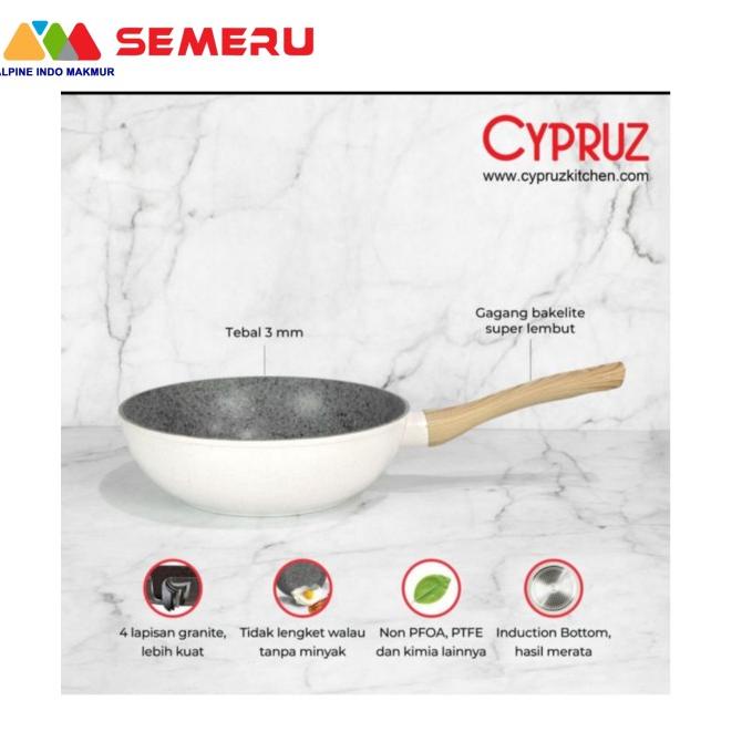 ```````] CYPRUZ WHITE GRANITE DIE CAST FRY PAN