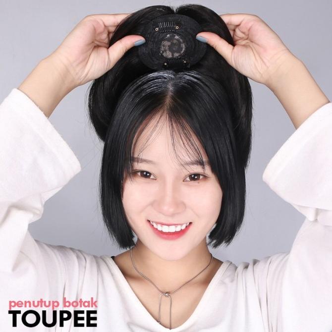 TOU wig toupee human hair asli penutup botak rambut palsu extension