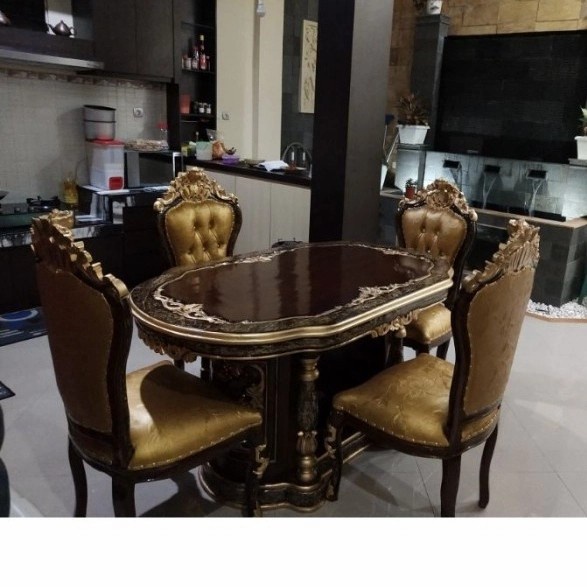 Meja makan mewah ukir kayu jati mebel Jepara
