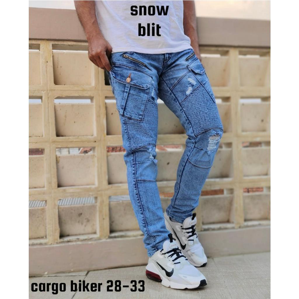 GEVAR Celana Jeans Cargo Bikers Pria Jeans Premium