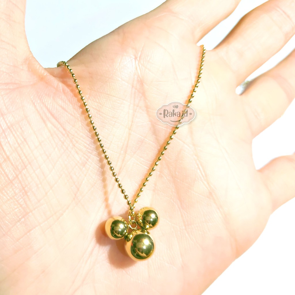 RAKA Acc - Kalung Wanita Kalung Titanium Dewasa Biji Lada Mickey Bulat Perhiasan Cantik Wanita 477