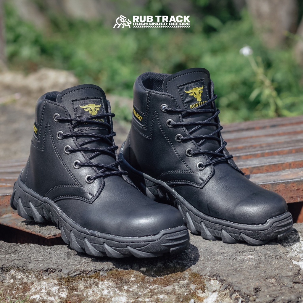 SEPATU SAFETY PRIA UJUNG BESI RUBTRACK RUBICON PERON SAFETY BOOT KERJA LAPANGAN PROYEK TOURING TRACKING NAIK GUNUNG