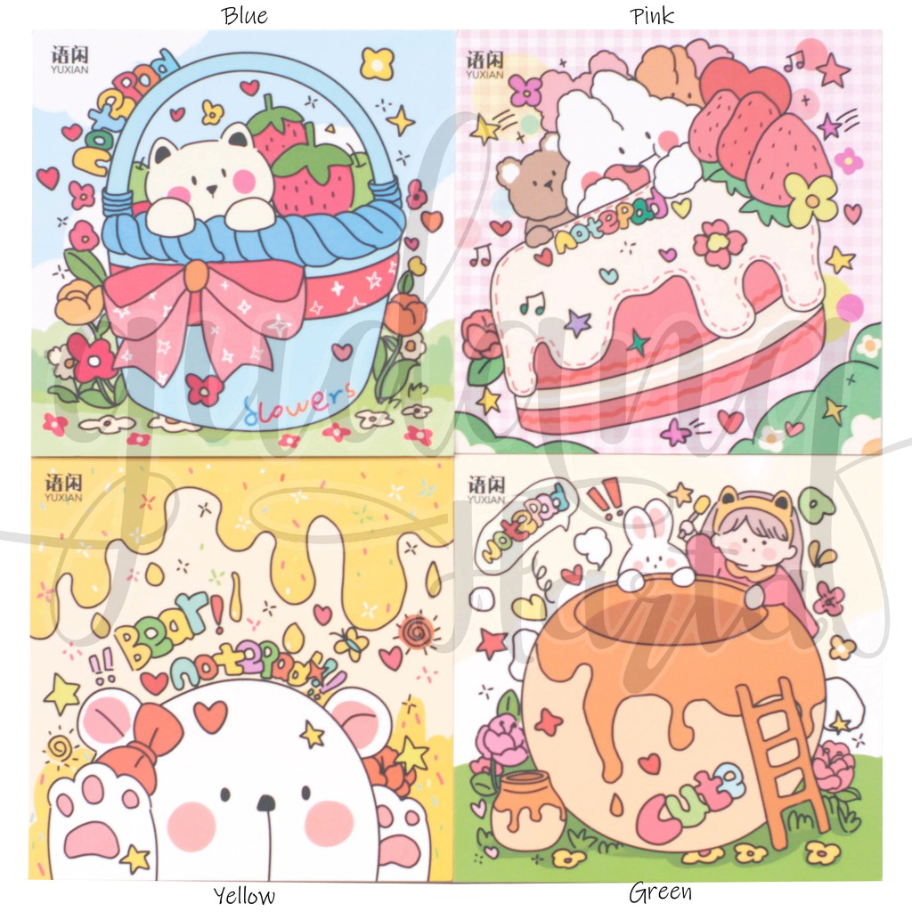 

Memo Color It Yourself Memopad Bear Rabbit Notes Lucu Unik DIY Scrapbook GC 301335