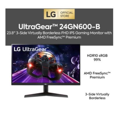 Monitor gaming LG led 24 inch IPS 144hz 1080p full HD 1ms HDR Amd freesync Dp-Hdmi for pc cpu cctv ultra gear 24gn600-b