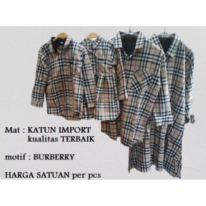 (COUPLE KELUARGA) DRESS ANAK / KEMEJA ANAK / KEMEJA AYAH / TUNIK BUNDA BURBERRY (HARGA SATUAN)