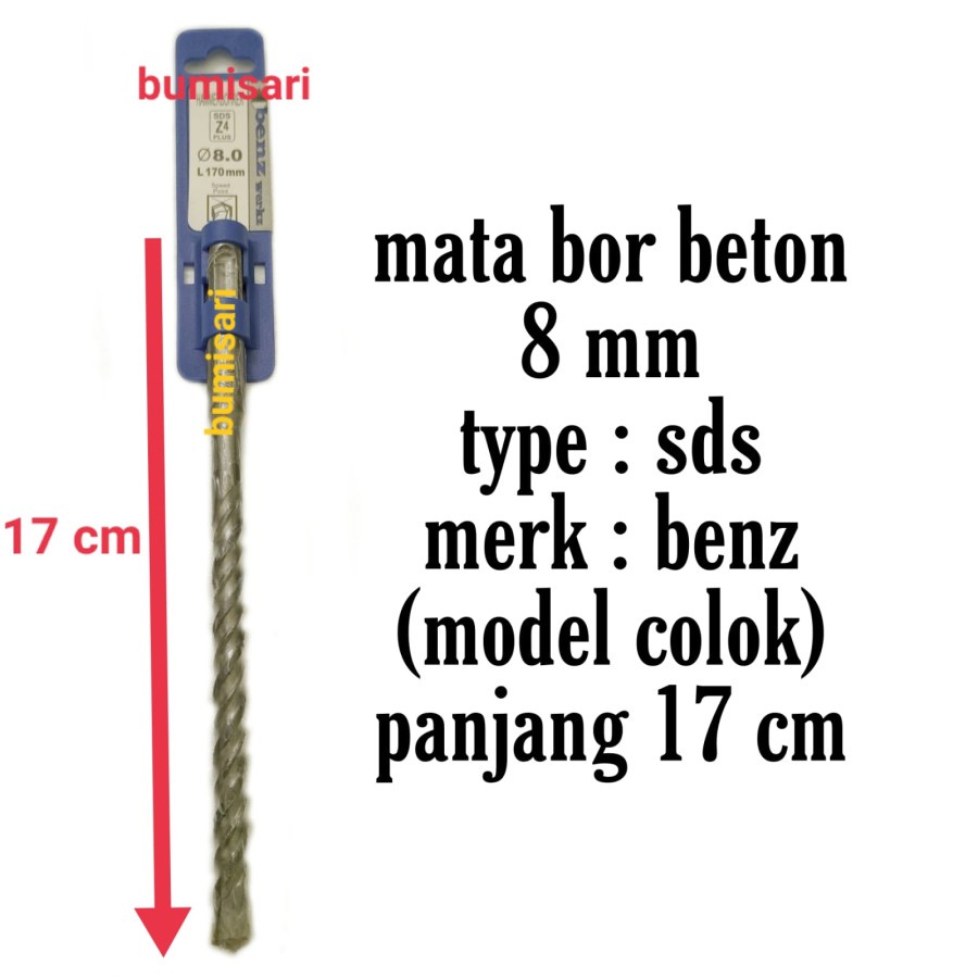 Mata bor beton benz 8 mm / Mata bor beton murah / Mata bos SDS 8 mm