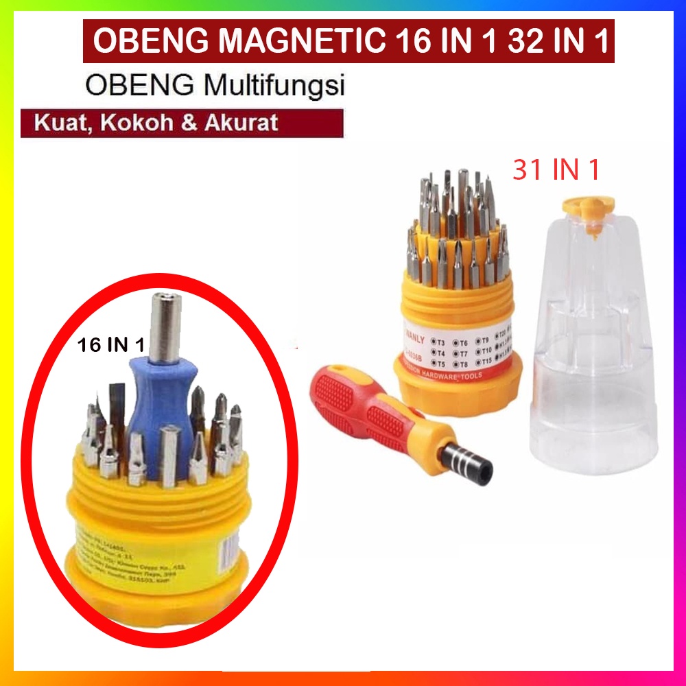 Obeng Multifungsi  Set 16 in 1 &amp; Obeng Set Multifungsi  31 in 1 Screwdriver Handphone Elektronik HP Laptop 4.7 Obeng Mini