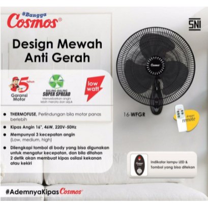 Cosmos Kipas Angin Dinding Remote / Wall Fan Remote 16Inch 16-WFGR 16&quot;