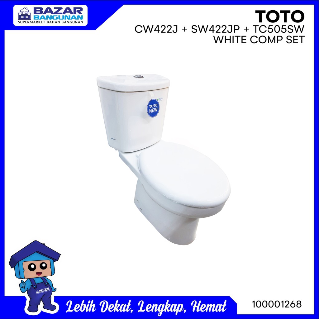 Toto - Closet Kloset Toilet Duduk Cw422J Sw422Jp / Cw 422 J Sw Jp Tc505S