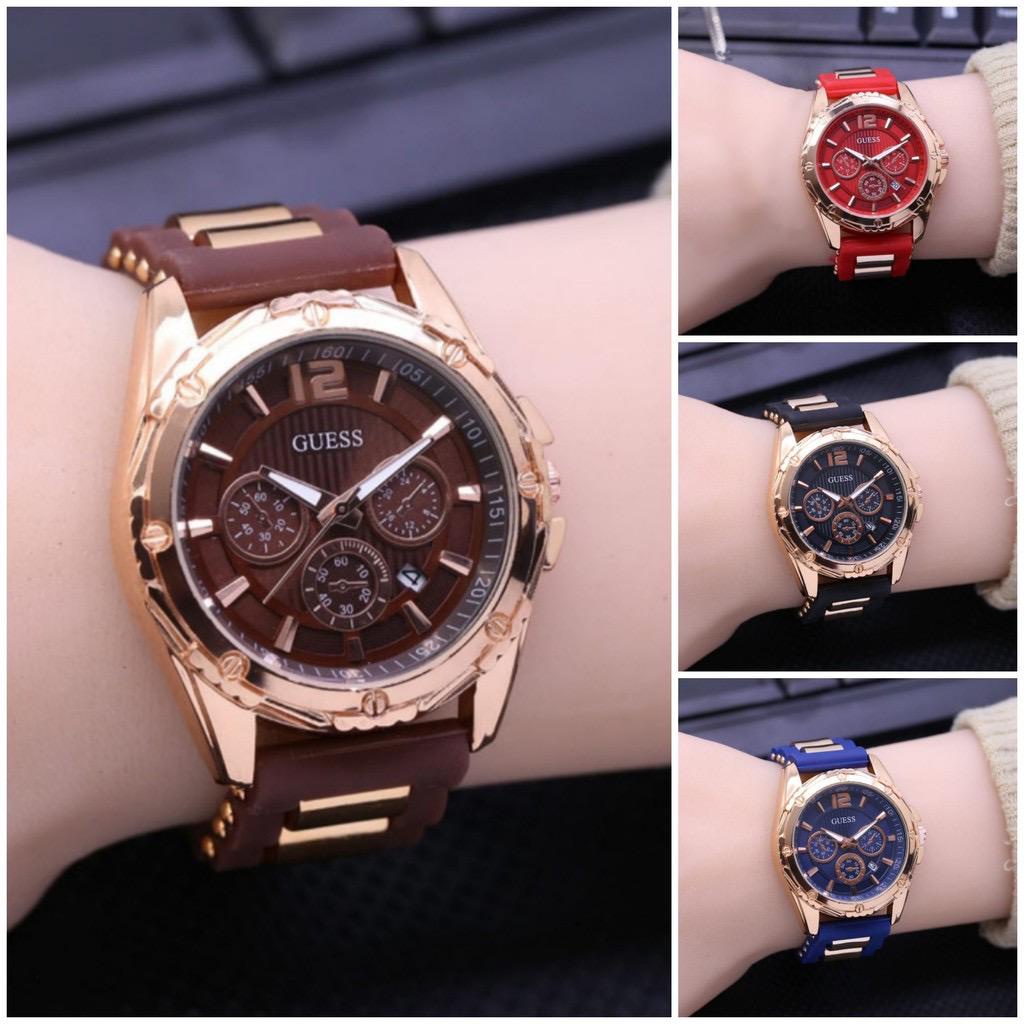 BISA COD Jam Tangan Wanita Pria Fashion Jumbo Chrono Off Strap Rubber GUS30