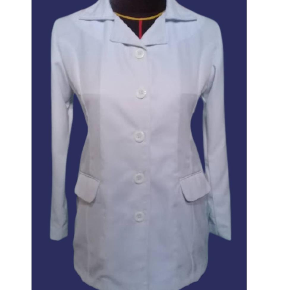 DPR.27Jn22ᵞ - Atasan Seragam PNS Wanita PDH Pemda Putih Lengan Panjang Ukuran XS-7L Saku di Bawah