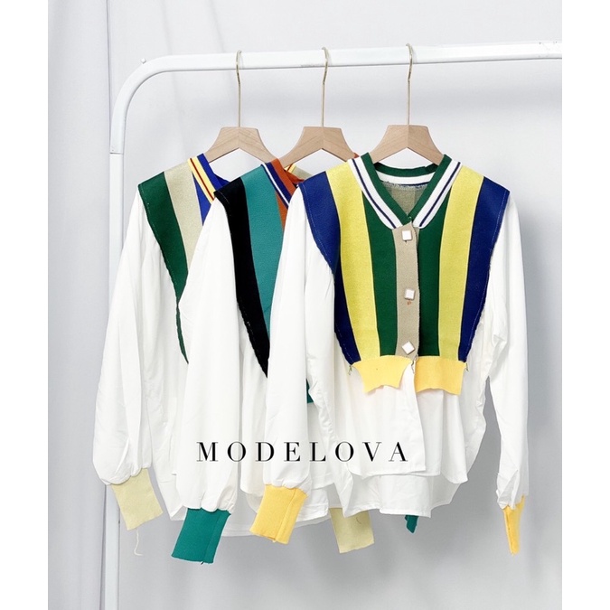 MDLV - 39003# Polly Knit Cardigan Premium Import Cardigan Blouse Korea Fashion import