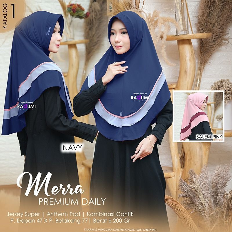 MERRA ORIGINAL RAQUMI HIJAB | JILBAB DAILY RAQUMI | JILBAB JERSEY RAQUMI | JILBAB NAVY