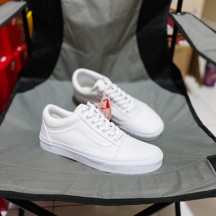 (COD) SEPATU VANS OLD SKOOL WHITE KODE IFC IMPOR MADE IN INDONESIA