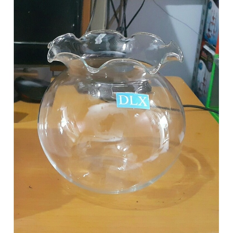 Akuarium kaca 1-5L toples DLX. Bentuk akuarium bulat oval.