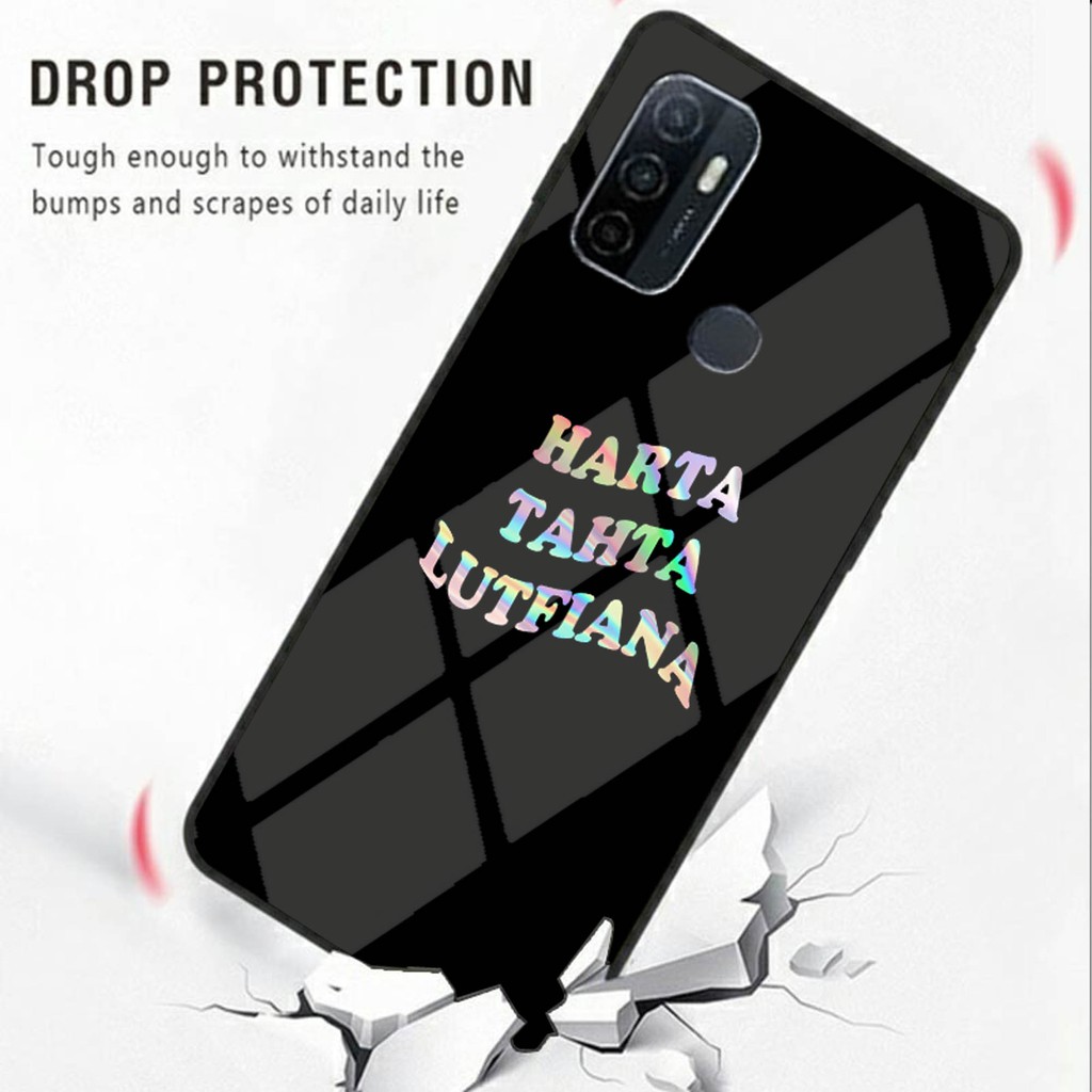 Harta Tahta Custom Name Softcase Glass for Oppo A53 Realme 7i A73 RENO 4F Y20 REDMI 9C REDMI 9A