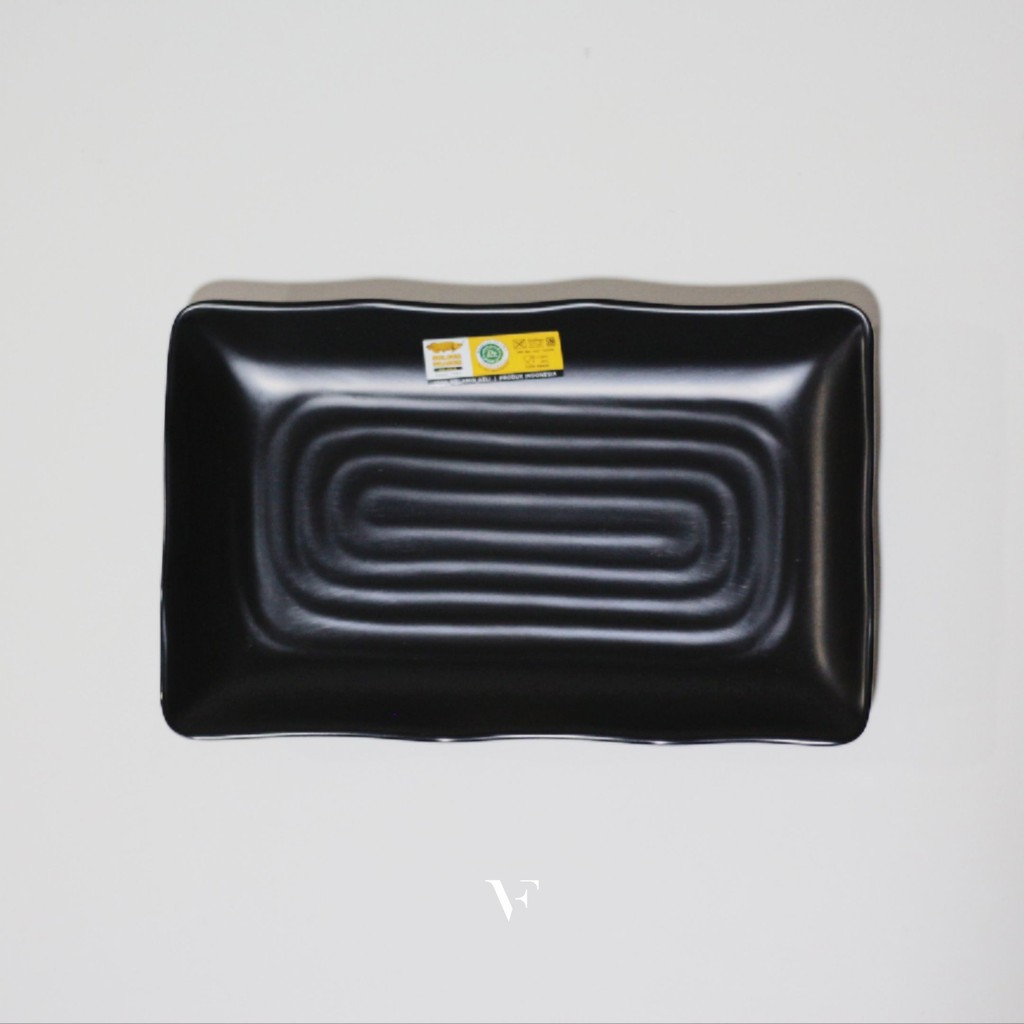 Piring Kotak Model Batu Hitam Golden Dragon Melamine (P6508A)-3