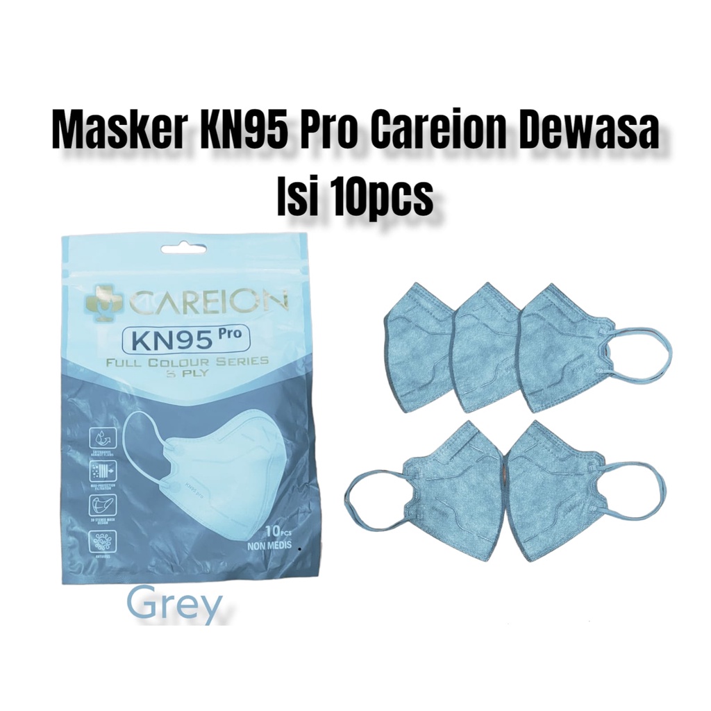 MASKER KN95 PRO CAREION EARLOOP 5PLY ISI 10PCS MASKER KN95 CAREION KN 95 PRO DEWASA WARNA WARNI ISI 10PCS