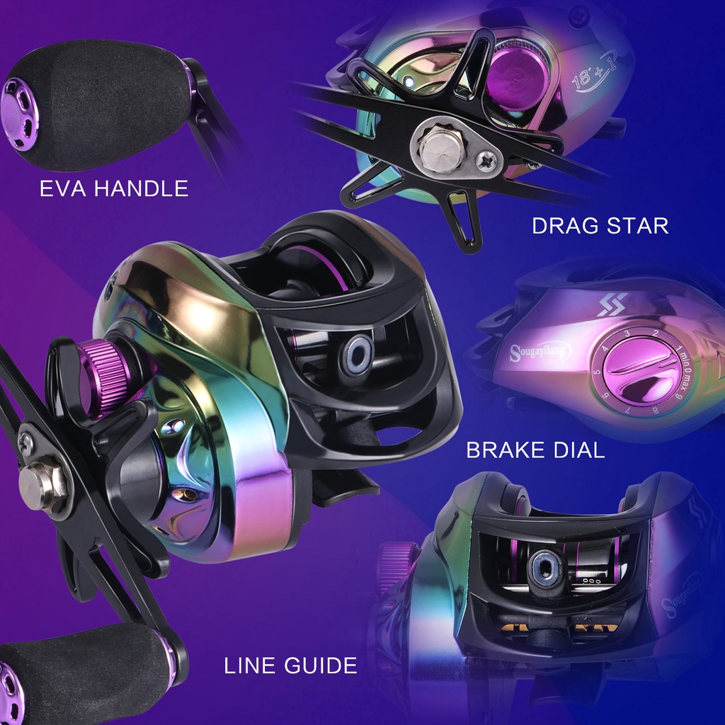 Casting Fishing Reel Max Drag Full Metal Spool  Reel 18 + 1 Ball Bearings 7.2: 1 Rasio Roda Gigi Kanan Kiri Handle Knob Pegangan EVA Air Asin Gulungan Pancing Air Tawar Gear Tackle Outdoor