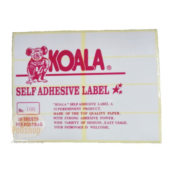 

Koala Self Adhesive Label no. 100/10's