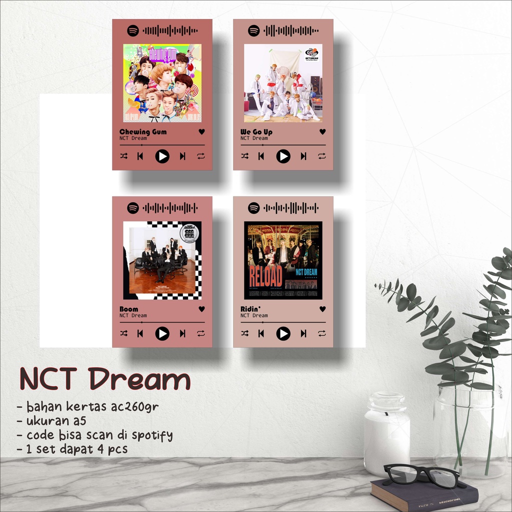 Poster Playlist Spotify 1 set 4 pcs. EXO, BTS, NCT, SEVENTEEN,SKZ,BIGBANG DLL