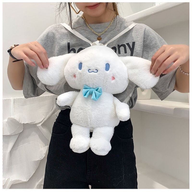 Tas Ransel Wanita Bulu Boneka Sanrio Character Contestants CINNAMOROLL Multifungsi Bisa Ransel + Selempang Perempuan / Backpack Wanita Bulu Empuk Halus Lucu Imut Gemoy Karakter Kartun Cinnamoroll