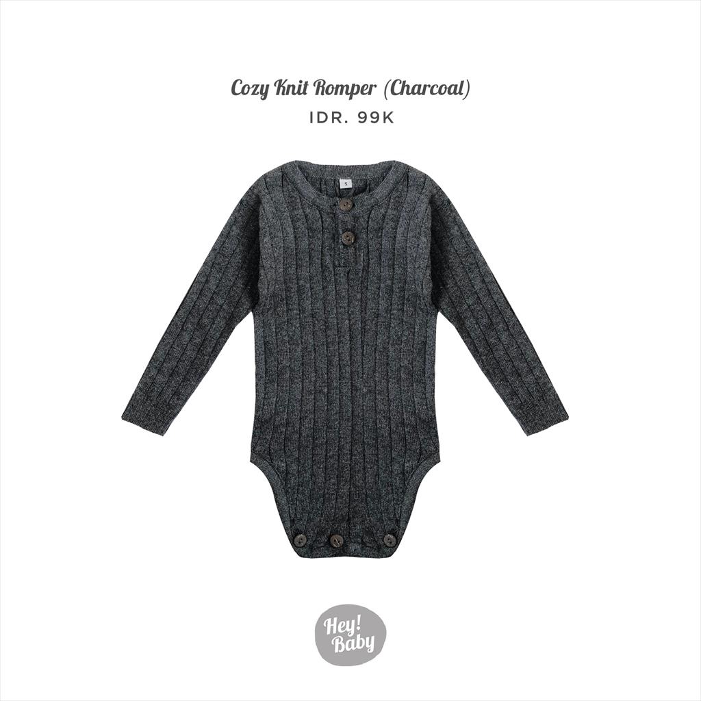 Hey Baby Cozy Knit Romper (Charcoal) Jumper Rajut Bayi