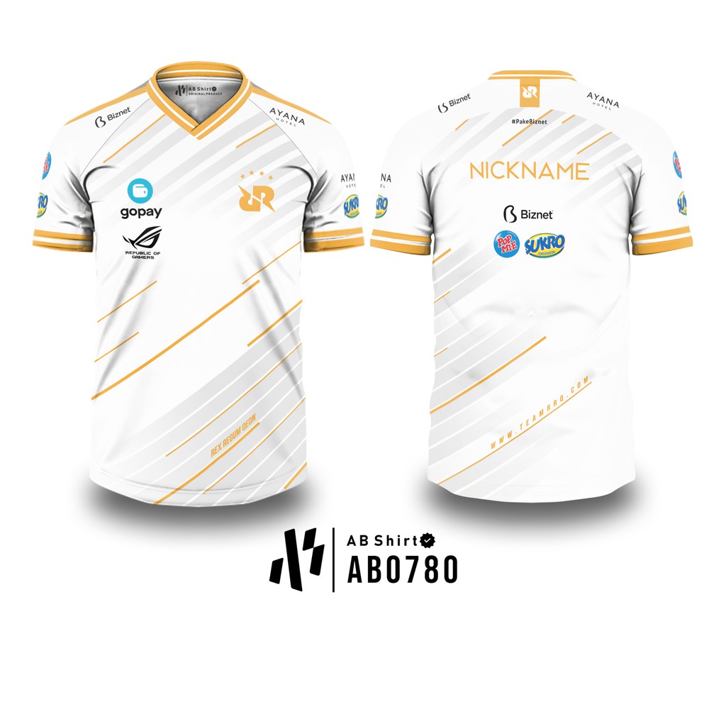 Kaos Jersey Esport  RRQ 2020 WHITE  Free Custom Nickname dan Logo ABSHIRT AB0780