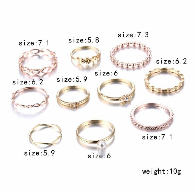 10pcs / set Cincin Buku Jari Aneka Bentuk Gaya Vintage Bohemia Warna Silver Untuk Wanita