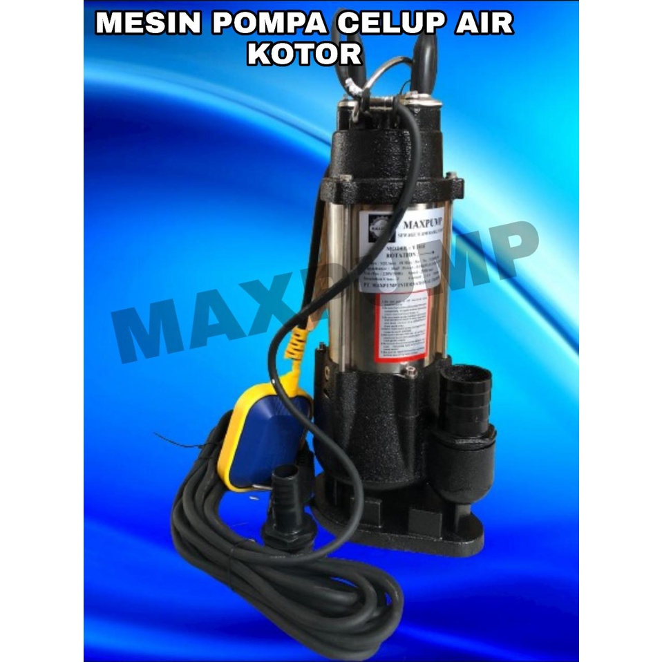 MAXPUMP V180F Pompa Celup Air Kotor Otomatis Mesin Pompa Air kolam ikan 0.25Hp 180watt 220volt 50Hz 2inch