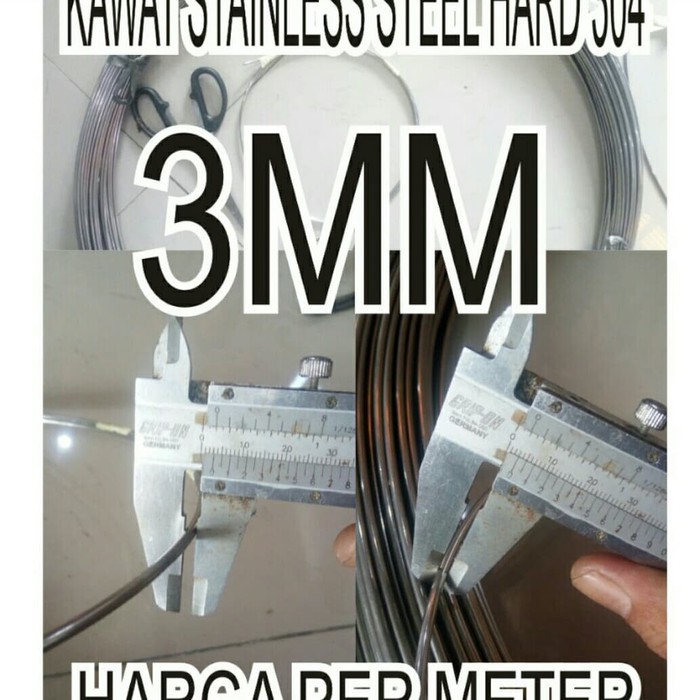Unik kawat stainless steel 304 HARD 3mm per meter Terlaris