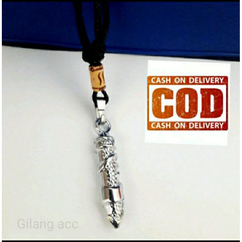 Kalung Pria Keren Tali Korea Asli Bandul Peluru Terbaru