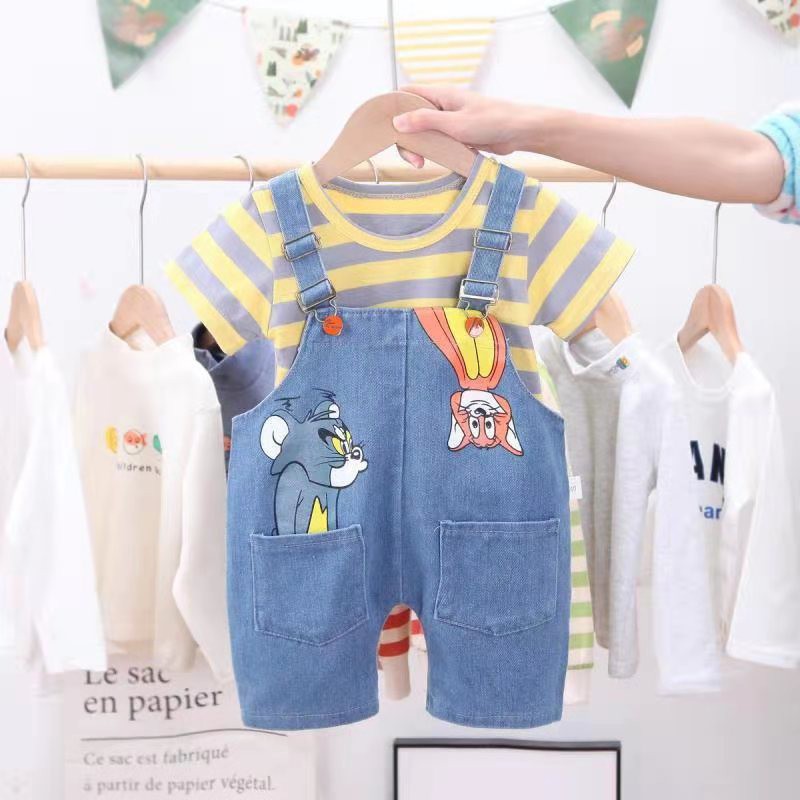 Pakaian anak Jumpsuit Jeans Laki-Laki motif Tom & Jerry import