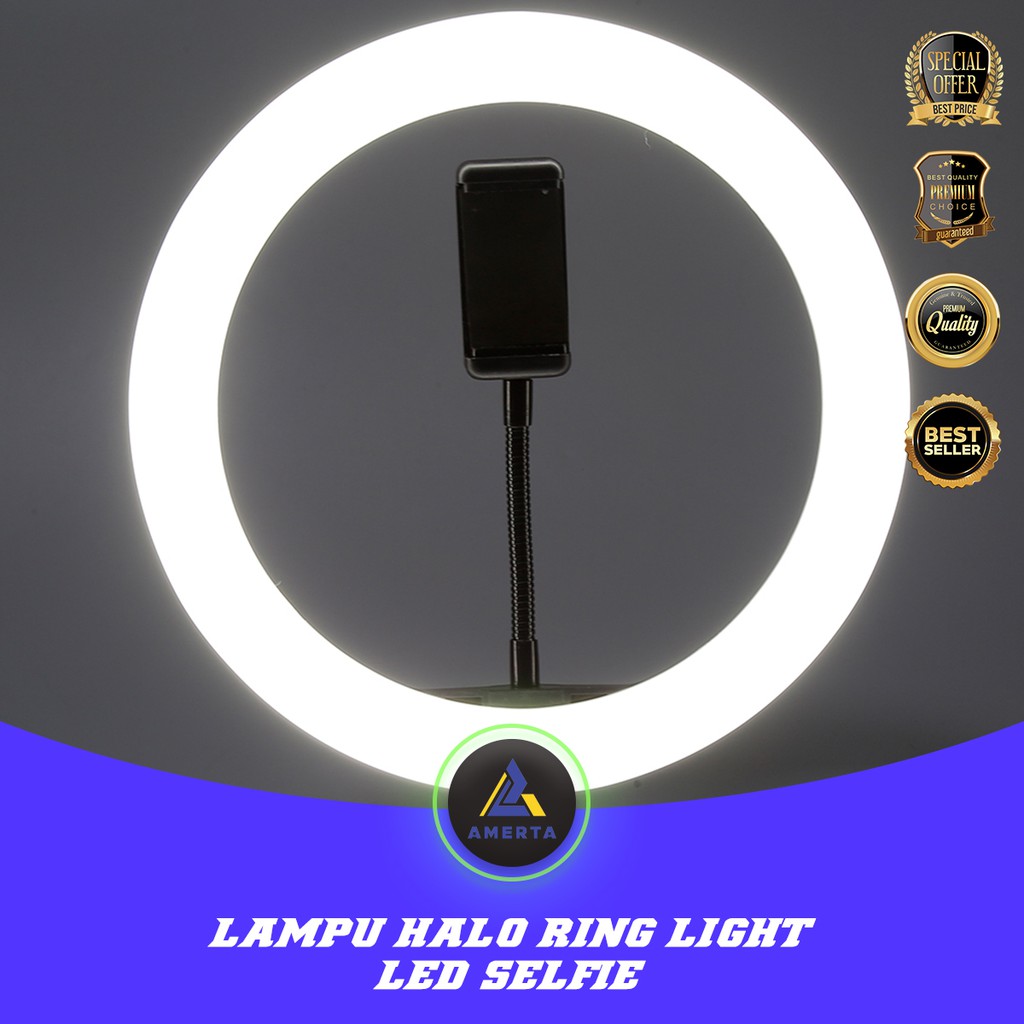 Lampu Halo Ring Light LED / Lampu Selfie Centechia 128 LED 20cm - Black