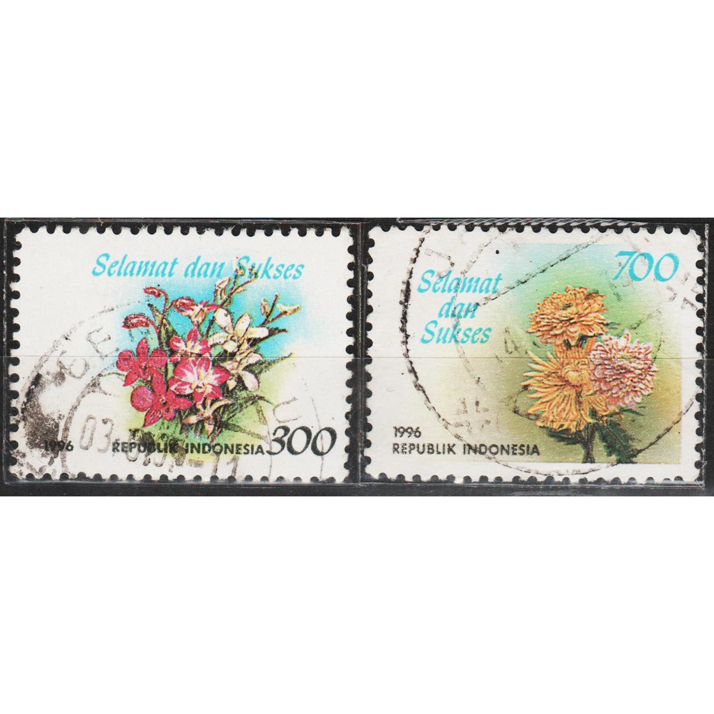

Perangko Filateli #11102 - Indonesia VFU 2v 15.04.1996 Greeting Stamps 2nd Set Congratulation And Succ