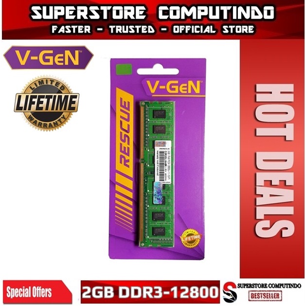 RAM V-GEN Rescue DDR3 2GB PC-12800/1600Mhz LONG DIMM