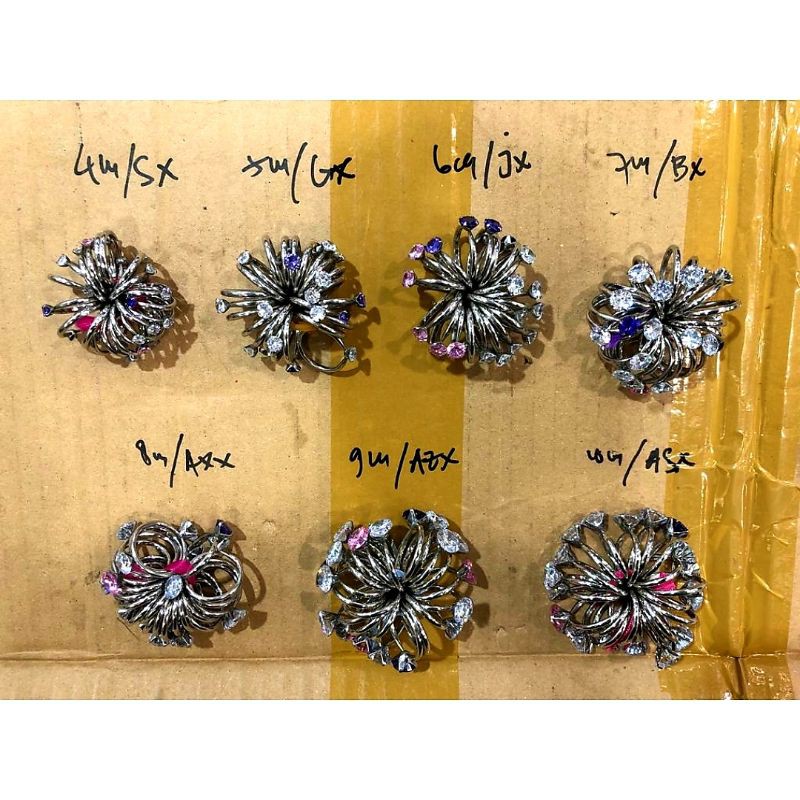 10buah Cincin Diamond Monel Swarovski Jamur Grosir