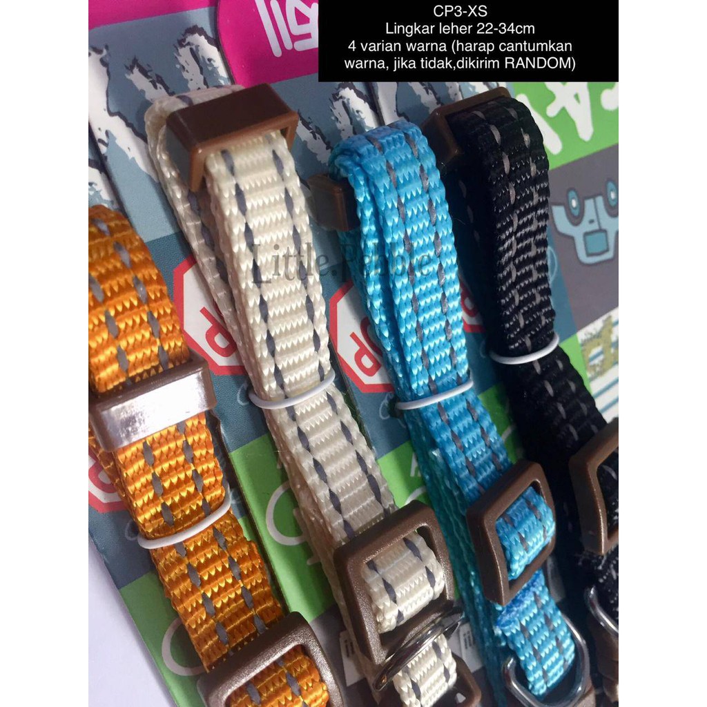 kalung tali leher anjing kucing motif garis reflektif- XS-CP3