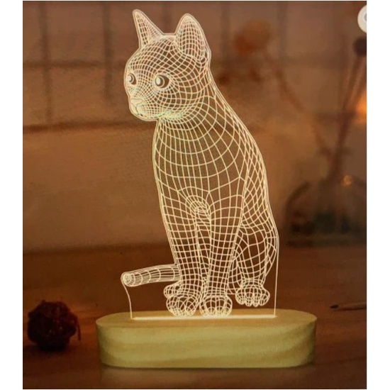Lampu Tidur / Pajangan Lampu Hias 3D Model Kucing