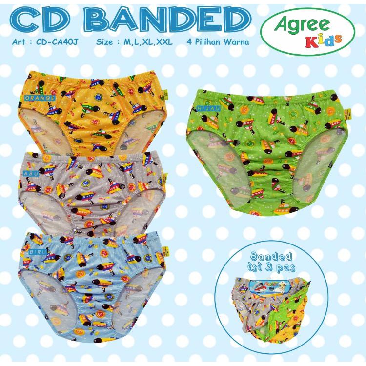 3 PCS Agree Celana Dalam Anak Cowok Banded Agree Motif Art Agree Banded