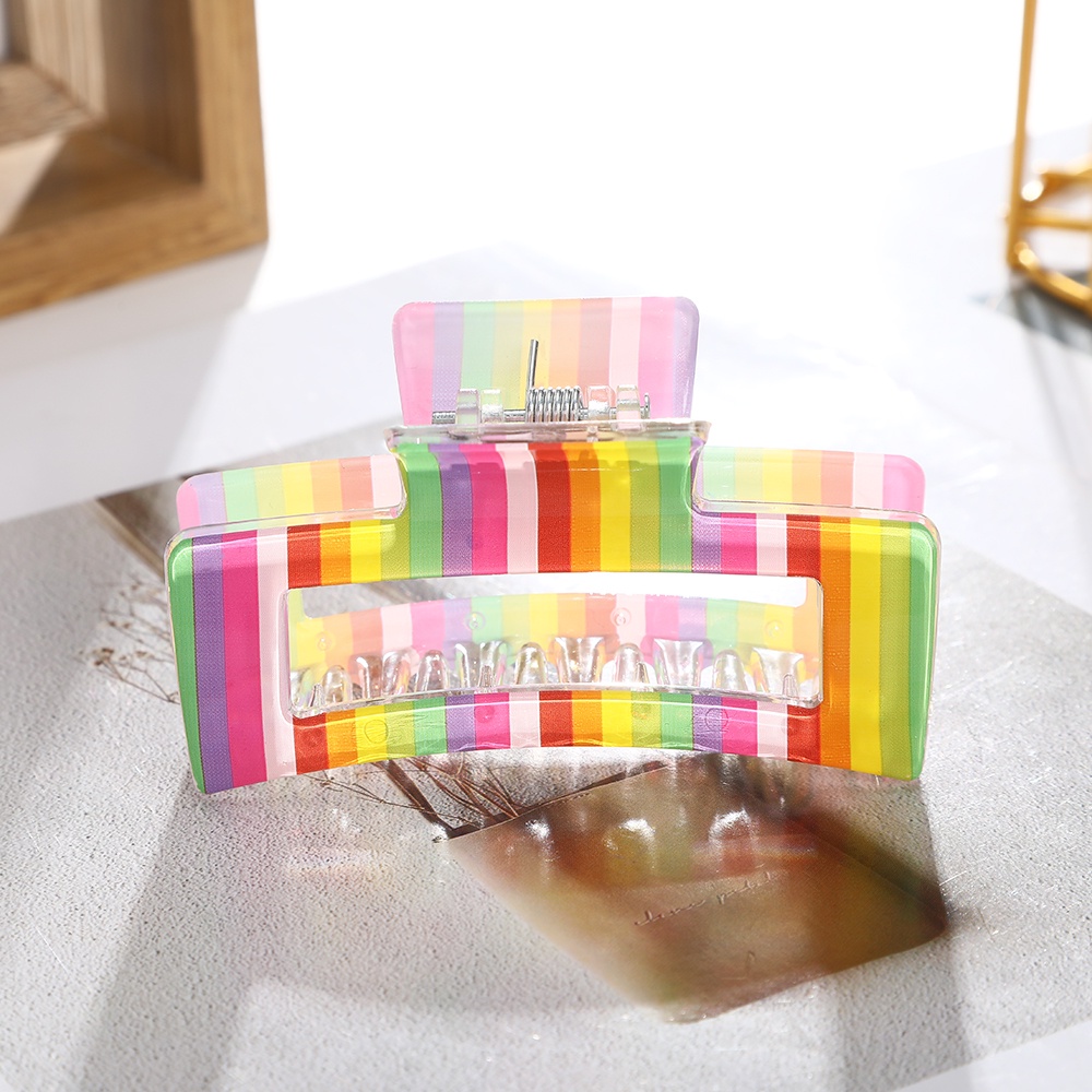 Korean Ins Rainbow Square Hair Clips for Women Fashion Hair Clamps Wild Hairpin Girls Hair Accessories