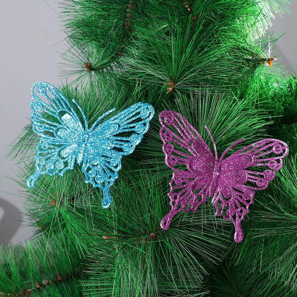 10pcs Kupu-Kupu Imitasi 8 Gaya Bahan Plastik Untuk Dekorasi Pohon Natal