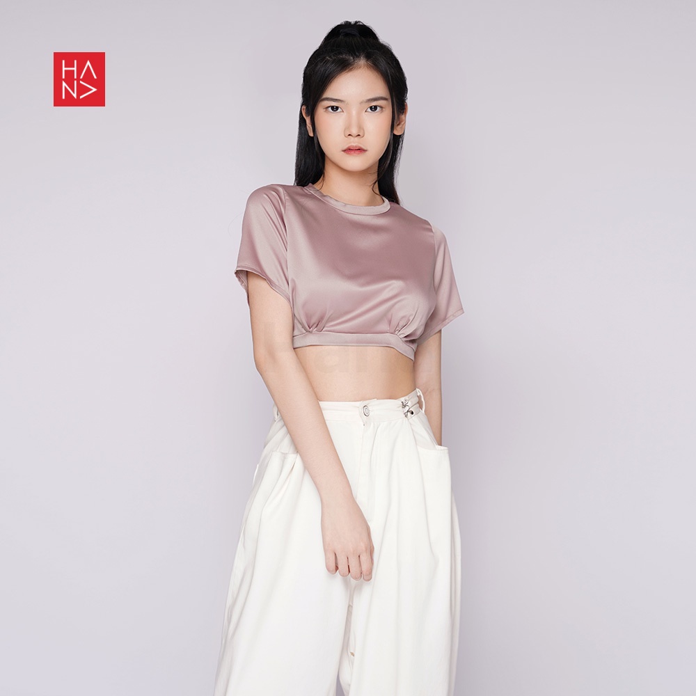 HanaFashion JKT - Ester Backless Satin Crop Top Wanita - CT156