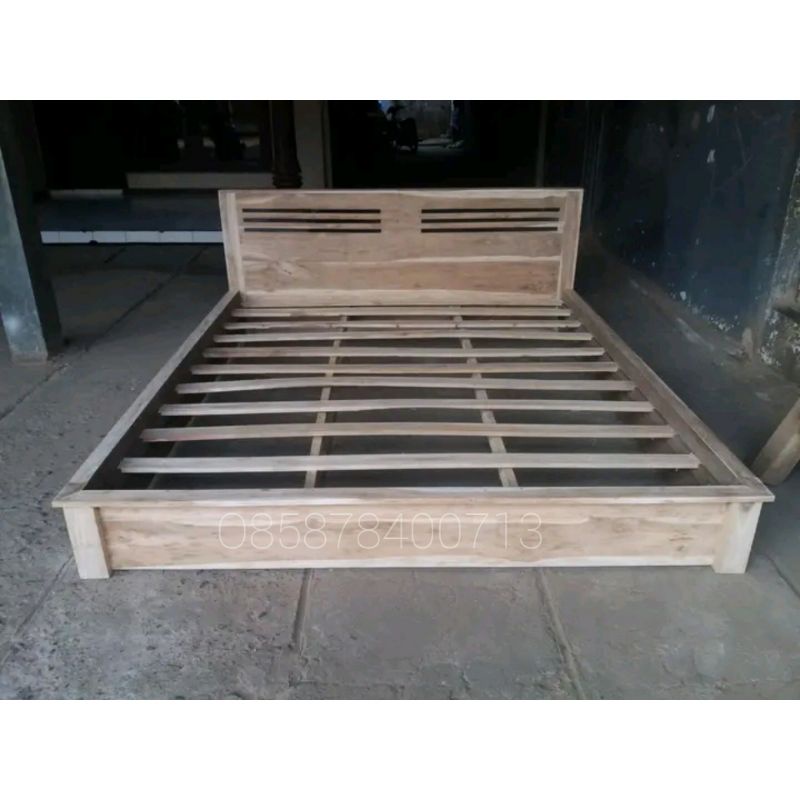 tempat tidur minimalis kayu Jati 180×200 mentahan dipan jati Jepara ranjang minimalis