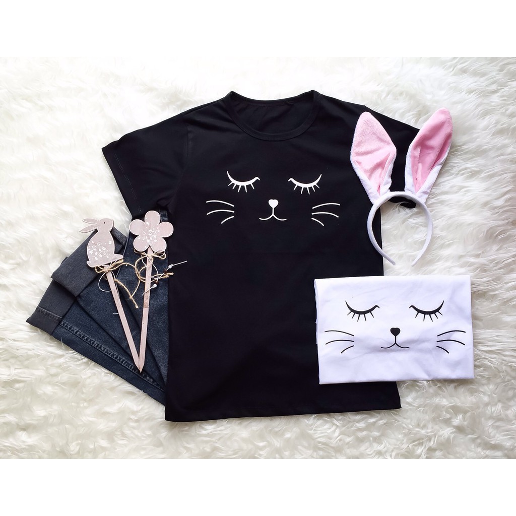 A1349 - Stok - Baju Pky Kaos Wanita Kumis Kucing Sale 